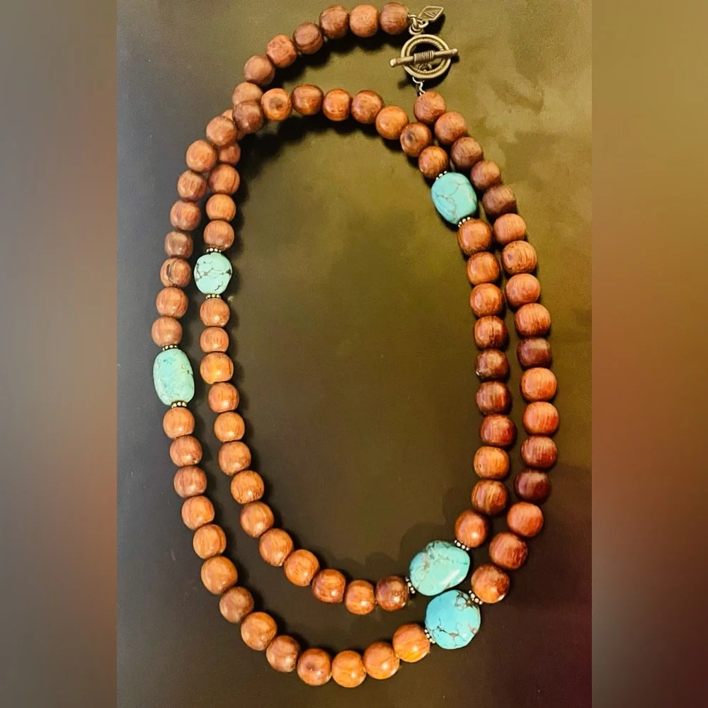 Silpada Turquoise and Wood Sterling Silver Toggle Necklace - Picture 8 of 9